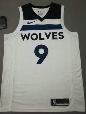 NBA 9 Rubio Timberwolves Maillot blanc imprimé